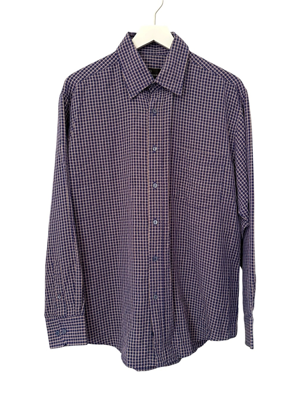 Bugatchi Uomo Men's Large Checkered Long Sleeve Button-Up Shirt